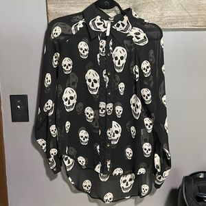 Y2K vintage Boutique Sheer Skull blouse